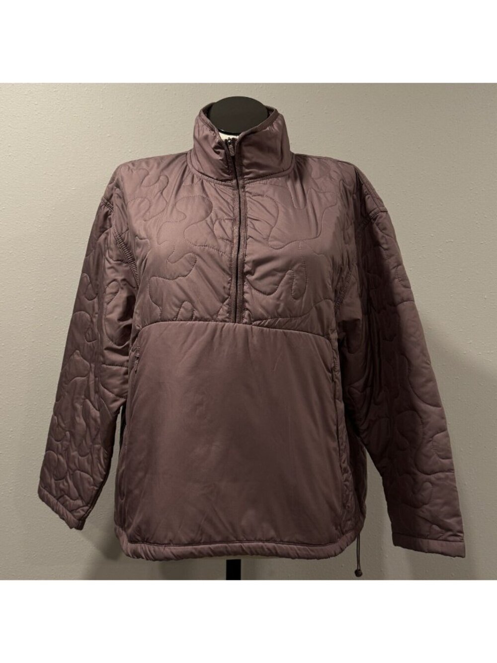 Avia Womens Quilted Half Zip Jacket Size 3XL 22 Rose Taupe Long Sleeve Mock Neck